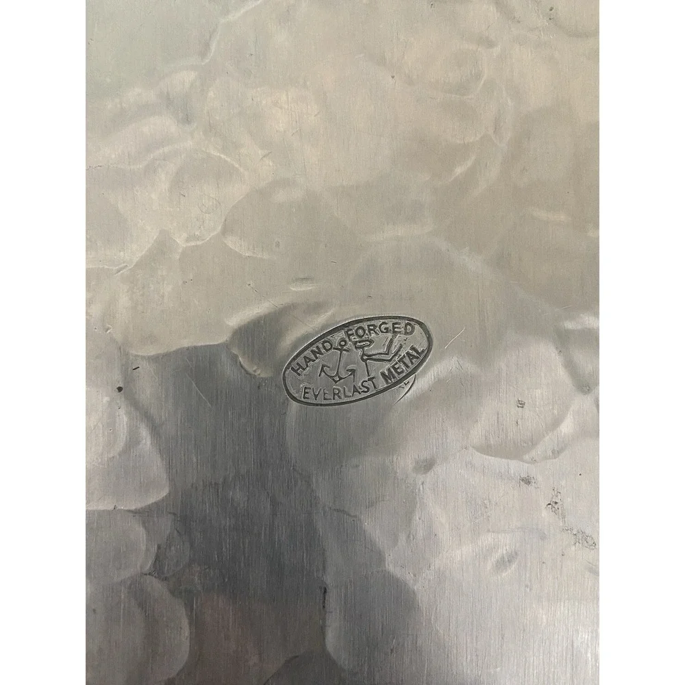 Vintage EVERLAST FORGED ALUMINUM Square Serving Tray Fruit & Floral Design 11.5